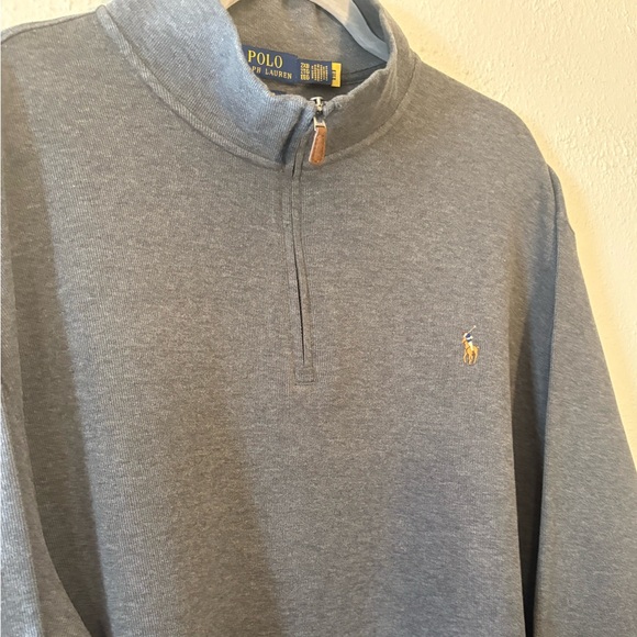Polo Ralph Lauren Estate Rib 1/4 Zip Pullover Knit Sweater Gray Men's 2XB - Picture 4 of 5